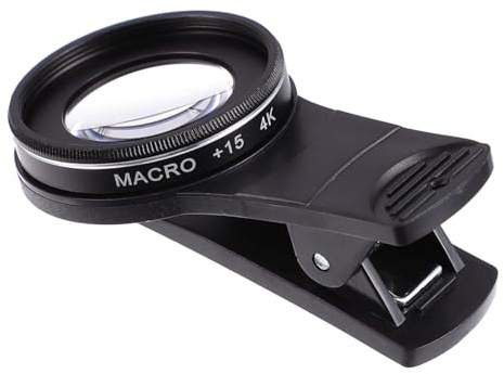 STOBAZA Obiettivo Macro per Fotocamera del Telefono 37mm 15x Lente per Smartphone Clip in Lega di Alluminio, Lente Grandangolare ad Alta Definizione 4k, Compatibile la Maggior Parte
