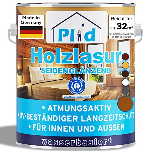 PLID® Holzlasur Innen & Aussen Teak 2,5L - Holzschutzlasur Außen mit UV beständigem Langzeitschutz- Grundierung Holz Außen - Holzschutzgel - Holz Lasur atmungsaktiv - Made in Germany