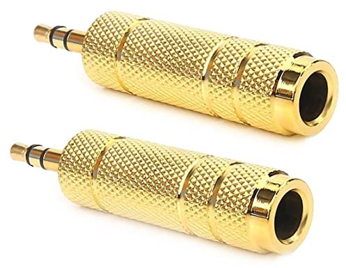 PENCILUPNOSE© (2 pack Headphone Adapter Jack 3.5mm Male 1/8 inch to 6.35mm Female 1/4 inch Audio Stereo Adapter, Small to Big Headphone Audio Jack Plug Adaptor Converter for Digital Piano, Keyboard