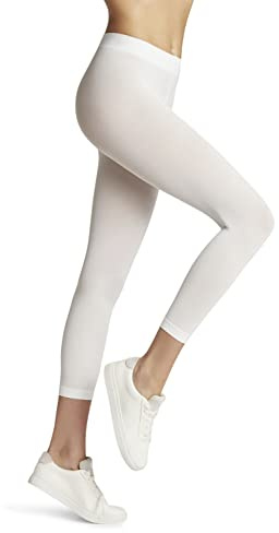 FALKE Pure Matt 50 DEN Capri W LE semi-opaques unis 1 paire, Leggings Femme, Blanc (White 2209) nouveau - écologique, S