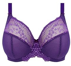Elomi Women's Charley Stretch Lace Underwire Plunge Bra, Iris, 44DD