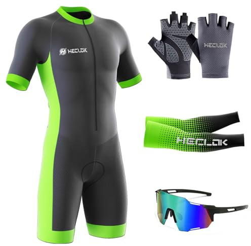 Tuta da Triathlon a Maniche Corte da Uomo, 2024 Nuovi MTB Body Trisuit Cycling Skinsuit with Gel Pad per Nuoto/Corsa/Ciclismo, Abbigliamento Ciclismo Imbottita, Monopezzo (TYP-2,5XL)