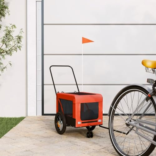 ZEYUAN Fahrradanhänger Hunde Orange und Schwarz Oxford-Gewebe & Eisen, Fahrrad Anhänger, Lastenanhänger, Handwagen, Fahrrad-lastenanhänger, Lastenfahrrad - 93928