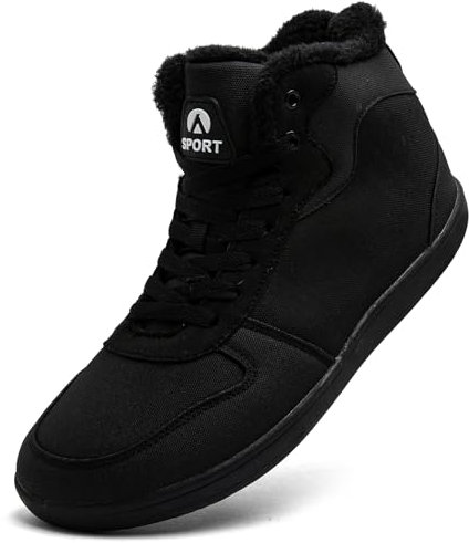 Dhinash Men's Boots Snow Boots Warm Fur Lined Winter Boot Waterproof Ankle Boot Fashion Trainers Anti-Slip Booties Winter Shoes Black 8UK