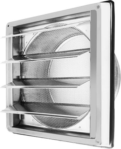 Dazhtu 100mm Grille de ventilation, Clapet anti-retour Grille de protection contre les intempéries en acier inoxydable avec lamelles mobiles, Grille murale, Grille à lamelles Grille hotte aspirante