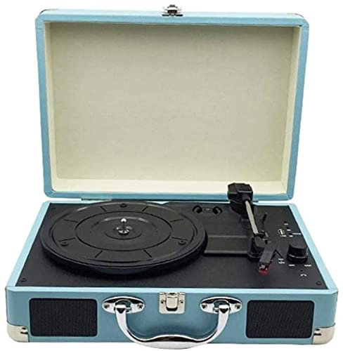 SGKOMN Giradischi in Vinile, grammofono retrò, Altoparlante Bluetooth retrò Creativo, Giradischi a Valigia Blu