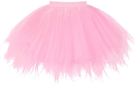 TRIWORKS Große Größen Rosa Tütü Damen 80er Tütü Herren Tüllrock Rosa Damen Petticoat Kurz Ballett Puffy Tutu Vintage Elastisch Retro Halloween Karneval