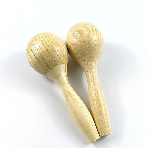HURRISE Baby Maracas, Holiday Party Egg Shakers Mini Wooden Maracas Rattles Hand Percussion Musical Instrument for Boys Girls