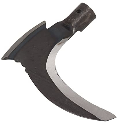 High Manganese Steel Double Sickle Double Scythe Handheld Gardening Tool Hardened Rustproof Wear for Weeding Trimming Pruning Harvesting with Wooden Stick (Single Cutter Head)
