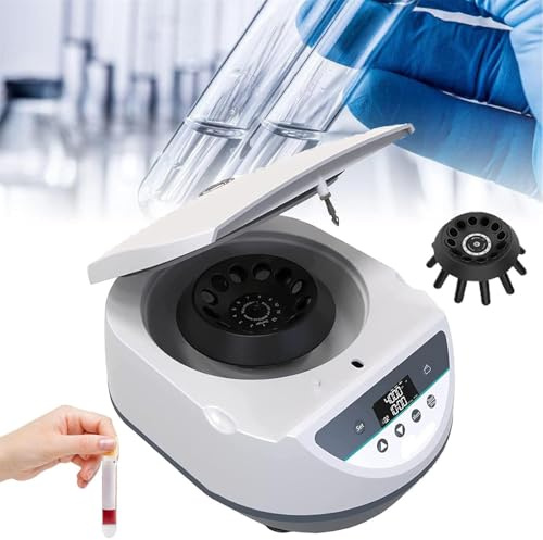 hixswnu Centrifugeuse de Laboratoire pour 12 Tubes à essai de 10 ML, Basse Vitesse 500-4000 TR/Min avec minuterie 10 s-99 Min, Max 2 220 x g RCF Applications : séparation du Sang, du sérum, du Plasm
