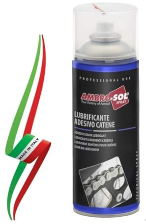 LUBRIFICANTE ADESIVO SPRAY PER CATENE DI MOTO E BICICLETTE 400ml RIDUCE L'USURE DI CATENA E PIGNONE  MADE IN ITALY 