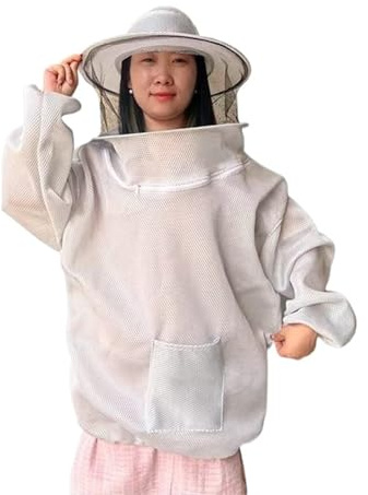 Imkerschutzkleidung 3D Atmungsaktiver Imkeranzug Halbkörper Verdickter Schutzanzug gegen stechende Bienen(Grey)