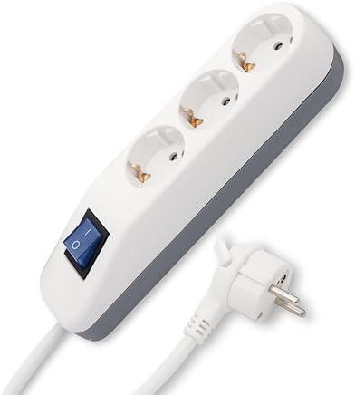 REV Ice Steckdosenleiste, 3-Fach Steckdose, Mehrfachsteckdose 3fach, 1,4m, max. 3680W, weiß