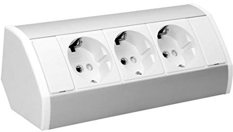 Orno GM-9001 bordsuttag hörnuttag 3 fack med barnsäkerhet för kontor bänkskiva kök
