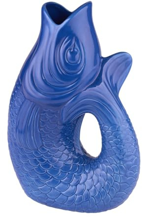 Gift Company - Monsieur Carafon - Vase/Blumenvase - Steingut - L - Azure/Blau - 21 x 12,2 x 30,7cm / 2,7 Liter