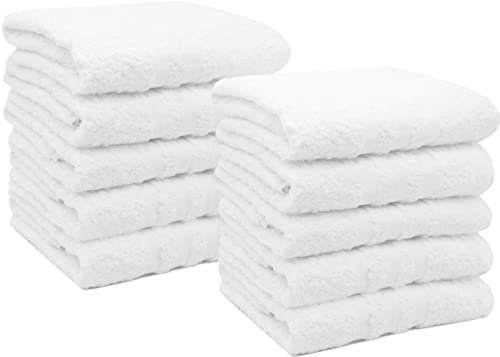 ZOLLNER Set di 10 asciugamani da bagno, 50x100 cm, 550g/mq, bianchi