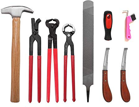 Zoccolo del maniscalco del cavallo Kit attrezzi per rifinitura, Tronchese per zoccoli professionale per cavalli Cesoie in metallo per tagliare cavalli equini, cura degli zoccoli per cavalli 8pcs/Set
