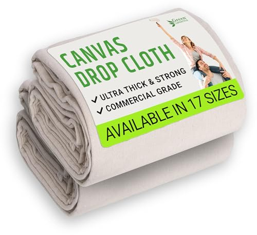 GREEN LIFESTYLE All Purpose Canvas Drop Cloths - Drop Cloth for Painting, Floor Cover, Heavy Duty Protection for Furniture & Surfaces, Reusable Painters Canvas Tarp for Renovation (2 Pack 4x5)