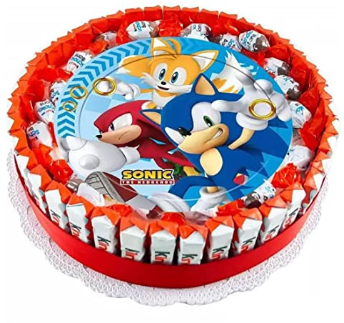 Torta barrette cioccolato con cialda Sonic - kit fai da te idea regalo compleanno bambini festa party dolciumi cioccolato cioccolata barrette riccio super sonico