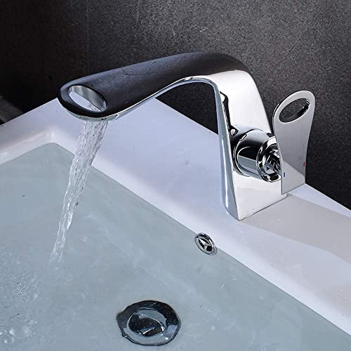 Faucets,All Basin Tap Waterfall Faucet Simple White Paint Scrub Art Faucet Pump Pull Water-Tap 4 Points Interface/Chrome Comfortable Anniversary