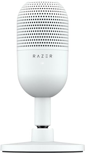 Razer Seiren V3 Mini - Ultra-compact USB Microphone (14 mm Condenser Mic, Supercardioid Pickup Pattern, Tap-to-Mute Sensor with LED Indicator, Built-in Shock Absorber, Plug-and-Play Design) White