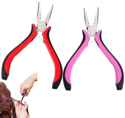 EUPSIIU 2 Pcs Hair Extensions Pliers, Hair Extensions Tools Kit, Professional Hair Extensions Microlinks Pliers, Extension Bead Tools, 3 Holes Hair Extension Pliers, for Wig Hairdressing