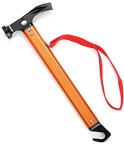 Widybord Zelthammer, Metall-Campinghammer mit, 30,5 cm, Aluminium-Zeltpfahl, Praktischer Hammer, Hammer, Nagelentferner für Wandern, Rucksackreisen, Gartenarbeit