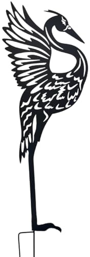 Terma Rost Kranich XXL 120cm Höhe Gartenstecker Gartenfigur große Metallfigur Garten rostgartendeko rostdeko Gartendeko Metall deko metallstecker edelrost (Kranich Hermine schwarz Erdspieß)