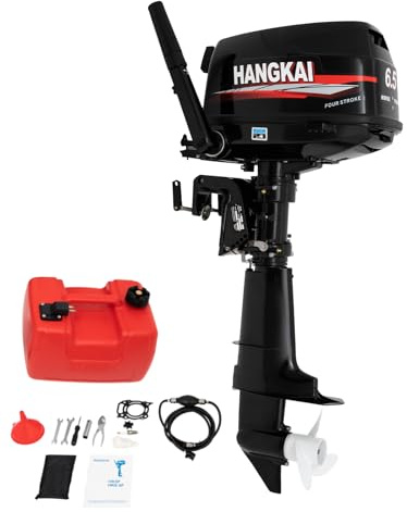 SOLOCJNL Utombordsmotor bensinmotor, 6,5 hk, 4-takt, 123 cc tung plikt ombordmotor set med variabel hastighet maxhastighet 6 000 varv/min för kajaker, kanoter, gummibåtar