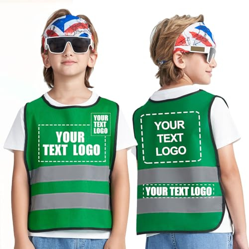 A-SAFETY Customized LOGO Green 6-9 Years kids High Vis Reflective construction Safety vest Personalized printing