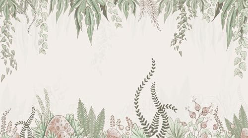 UNIK Nordic Vliestapete, BxH 250x280 cm, Urwald Muster, Tapete Urzeit Wald, Fototapete Baby- und Kinderzimmer, XXL Kindertapete in hellen Farben, Pflanzen Motiv, Waldtapete Made in Germany