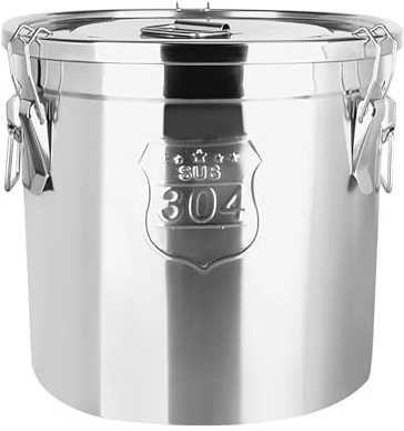 Fyssnn Contenitore ermetico 6L/12L/21L in acciaio inox, secchio con coperchio, adatto per olio e cibi secchi e umidi