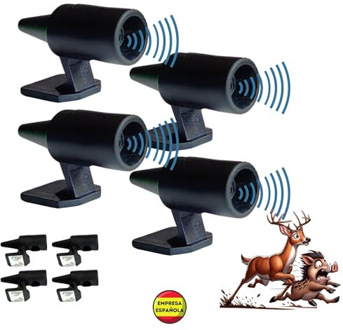 BASAMA ®️ 4 PCS Ahuyentador De Jabalies de fácil instalación | Seguridad y Protección con el Dispositivo Anti Animales Coche | Ultrasonidos | Ligereza| Durabilidad (4)