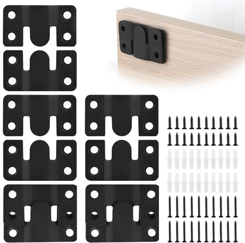 DBREAKS 10 Pezzi Staffa di Montaggio Nascosta Fibbia Incastro, Connettori per mobili, Ferramenta per il montaggio a parete, Ganci per cornici in Acciaio Inossidabile, per Appendere Immagini Specchi