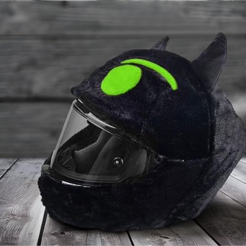 Copricasco Moto Peluche, Accessori per Caschi,Protegge da Polvere, Ammaccature e Graffi (Casco Non Incluso) (Un ragazzino nero con gli occhi verdi)