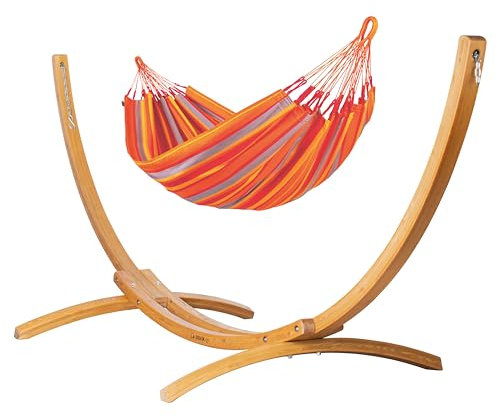 LA SIESTA® Brisa Hängematte & Holzgestell, Wetterfeste Hängematte mit Gestell aus Holz, Hängematte Outdoor Indoor, Hängemattengestell für Balkon Garten Terrasse - Einzel Hängematten, Toucan