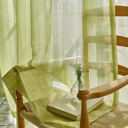 Aotiwe Tende vintage da cucina, tende per soggiorno, moderne, tinta unita, verde, tenda per porta scorrevole, in poliestere, 2 pannelli, 106 x 213 cm