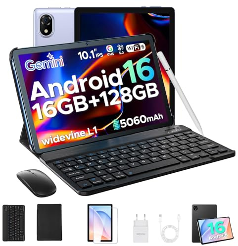 DOOGEE U10 Android 16 AI Tablet 10 Zoll, 16GB +128GB (2TB TF) Tablet mit Tastatur/Stift/Maus/Hülle, 5060mAh, Kinder Tablets PC 1280 * 800 HD+ Widevine L1 Gaming Tablets, 5G WiFi6/ Face ID/3.5mm/Type C