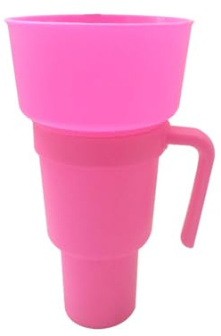 Tumbler with Snack Bowl, Cup Bowl Combo, 2-in-1 Snack Drink Cup, Reusable Multifunction Anti Hot Tumbler for Popcorn Candy Chips More