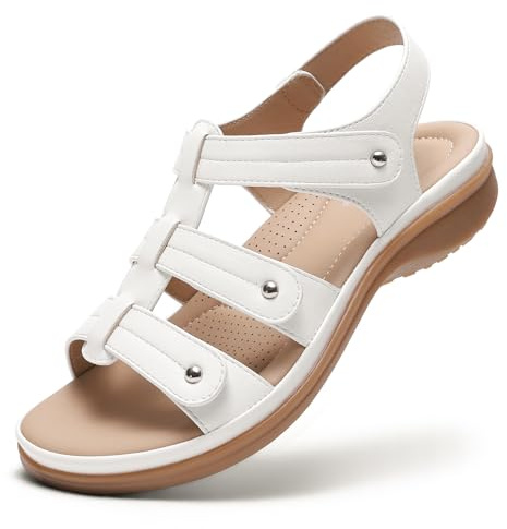Littleplum Sandales pour Femmes à Soutien Plantaire Sandales Confortables Sandales plates d'été, Bleu, 39 EU