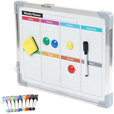 Relaxdays magnetisk dubbelsidig whiteboard med tillbehör, raderbar, 30 x 40 cm, vit