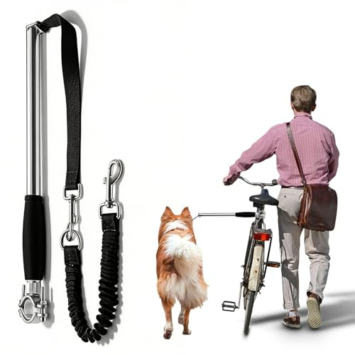Bicycle Lead Dog Handsfree, Bicycle Dog Lead with Shock Spring, Retractable & Adjustable Bicycle Lead for Bicycle Holder, Safe Cycling, Training, Jogging & Outdoor, Easy Installation