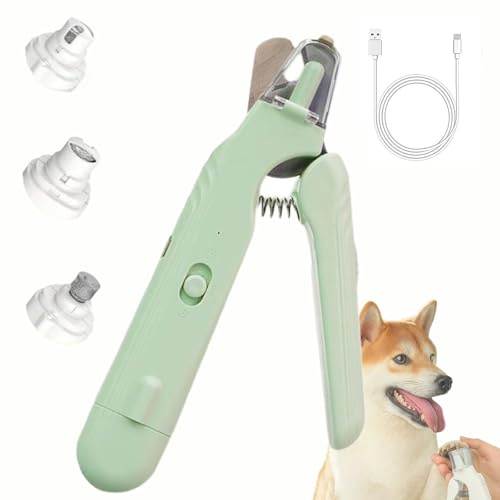 2-In-1 Led-Krallenschere Für Sichere Pfotenpflege Ohne Angst, Krallenschere Für Hunde Mit Licht, Sicherheitsschutz, Geräuscharm, Scharfe, Für Mittlere & Kleine Hunde Und Katzen (Grün)