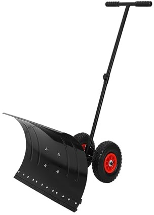 Pala da neve con ruote for - Spingineve con asta singola, pala spazzaneve personale for carichi pesanti for rimozione rapida della neve su vialetti e marciapiedi(29x16.5in/74x42cm)