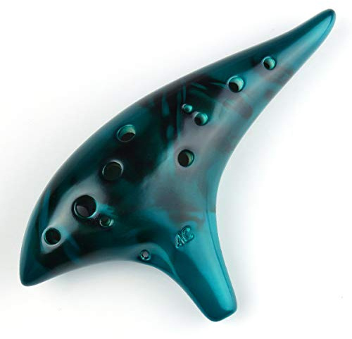 Unique Burning Ocarina 12 Agujeros Glossy Glaze 12 Holes Professional Ocarina brillante en alto (Blue)