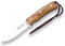 Joker Sport-Jagdmesser Bushcrafter CO120, Gürtelmesser mit braune Lederscheide, 10,5 cm Klinge aus Böhler N695, Olivenholznholzgriff, Werkzeug zum Angeln, Jagen, Camping und Wandern