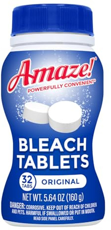 AMAZE Bleach Tablets Ultra Concentrated Bleach Tablets for Laundry and Home Cleaning. (32 Count Original)