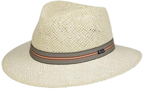 Lipodo Namanto Traveller Stråhatt Damer/Herrar - Made in Italy solhatt sommarhatt strandhatt Sommar Vår-sommar - M (56-57 cm) cremevit