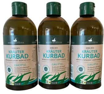 Kräuter Bad Eukalyptus 3er Set Badezusatz Schaumbad Kurbad mit ätherischen Ölen Herbal Bath Herbamedicus 3 x 500ml