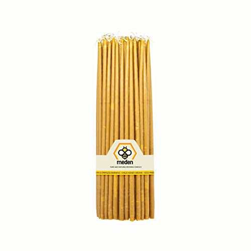 Meden Orthodoxe Kirche griechisches Bienenwachs Naturkerzen - Höhe 27cm - Stabkerzen - reines Bienenwachs handgefertigt (25 Kerzen - 200g)